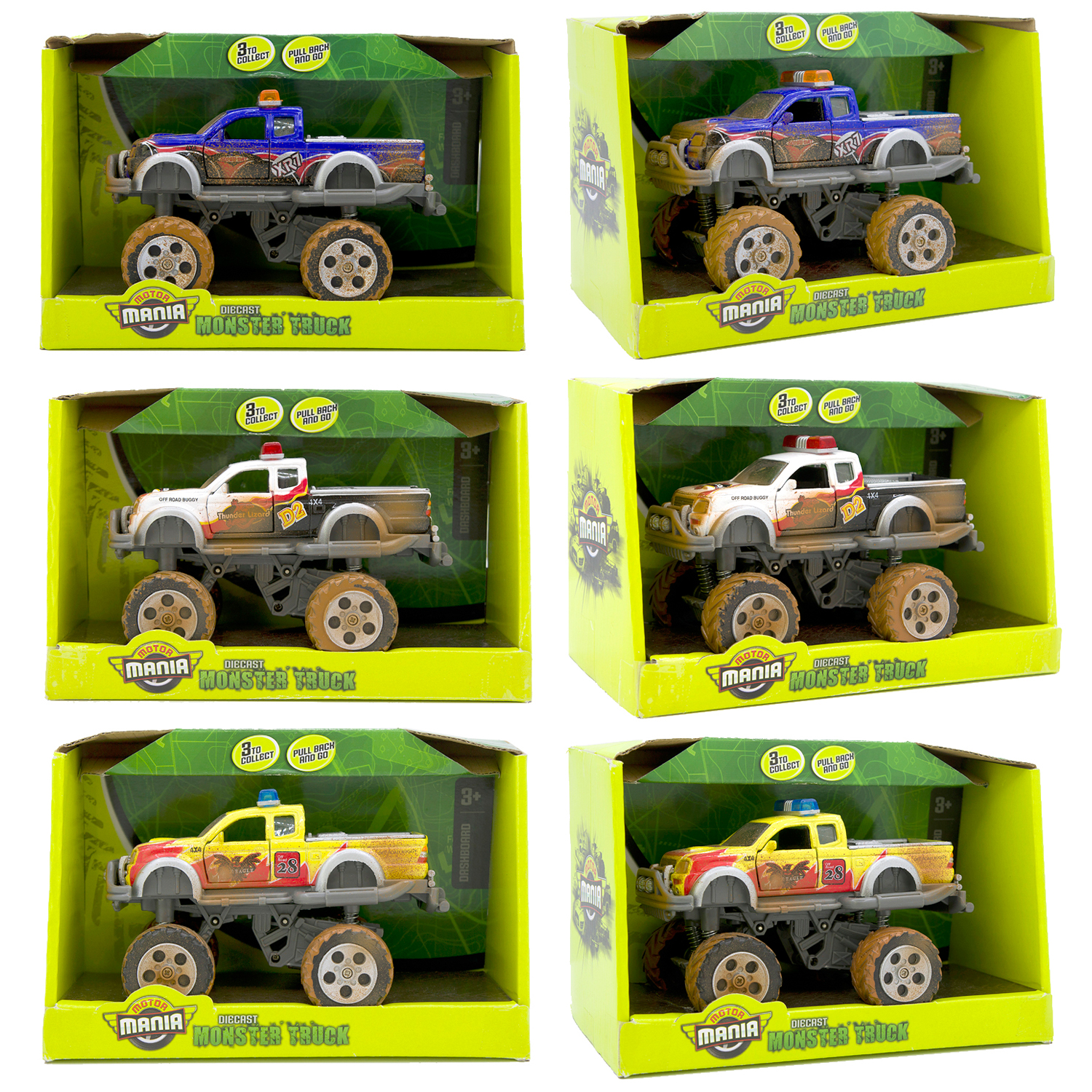 MOTOR Mania Monster truck 合金回力泥污做旧涂装怪兽越野皮卡车 玩具/童车/益智/积木/模型 惯性/回力/滑行玩具 原图主图