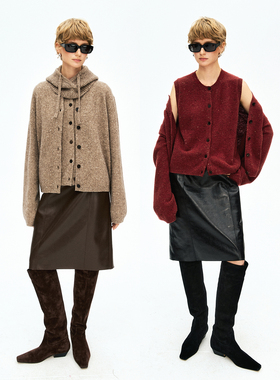 MRS Studios 复古彩点牦牛绒羊毛 轻拉绒单排扣简约背心马甲/开衫