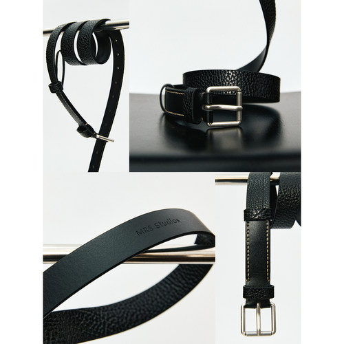 MRS Studios 百搭造型单品 LM明线树膏皮头层牛皮荔枝纹腰带