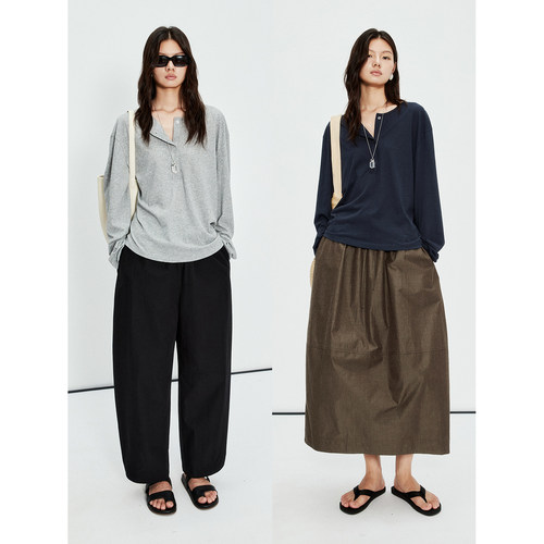 轻薄雪花棉亨利领长袖防晒T恤