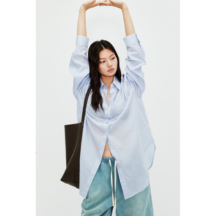 日本莱赛尔天丝轻薄舒适复古廓形宽松防晒条纹衬衫 MRS Studios