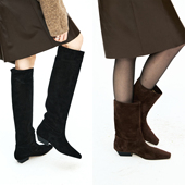 Studios 时髦宽筒 鸭嘴鞋 MRS 型 进口羊反绒高筒靴