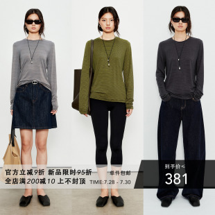 打底上衣T恤 MRS Studios 日本进口 chao细牙签条纹莱赛尔糯糯长袖