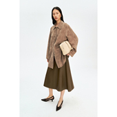 单排扣中长风衣外套皮衣 进口A级柔雾感反绒真皮经典 MRS Studios