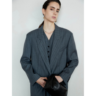 及地西裤 MRS 灰条纹羊毛西装 气质时髦绅士风黑 马甲 Studios