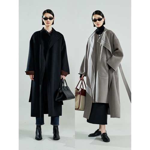 真丝羊毛L*P款双面呢马甲大衣