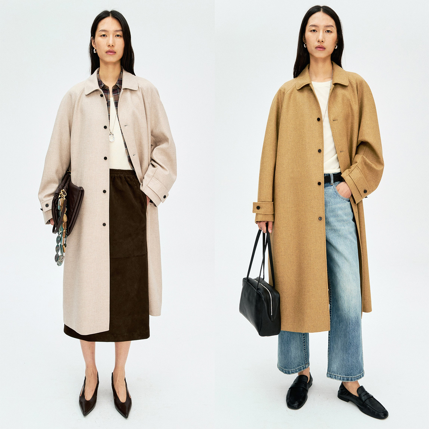 MRS Studios 英国进口Marling&Evans单排扣长款羊毛廓形风衣大衣