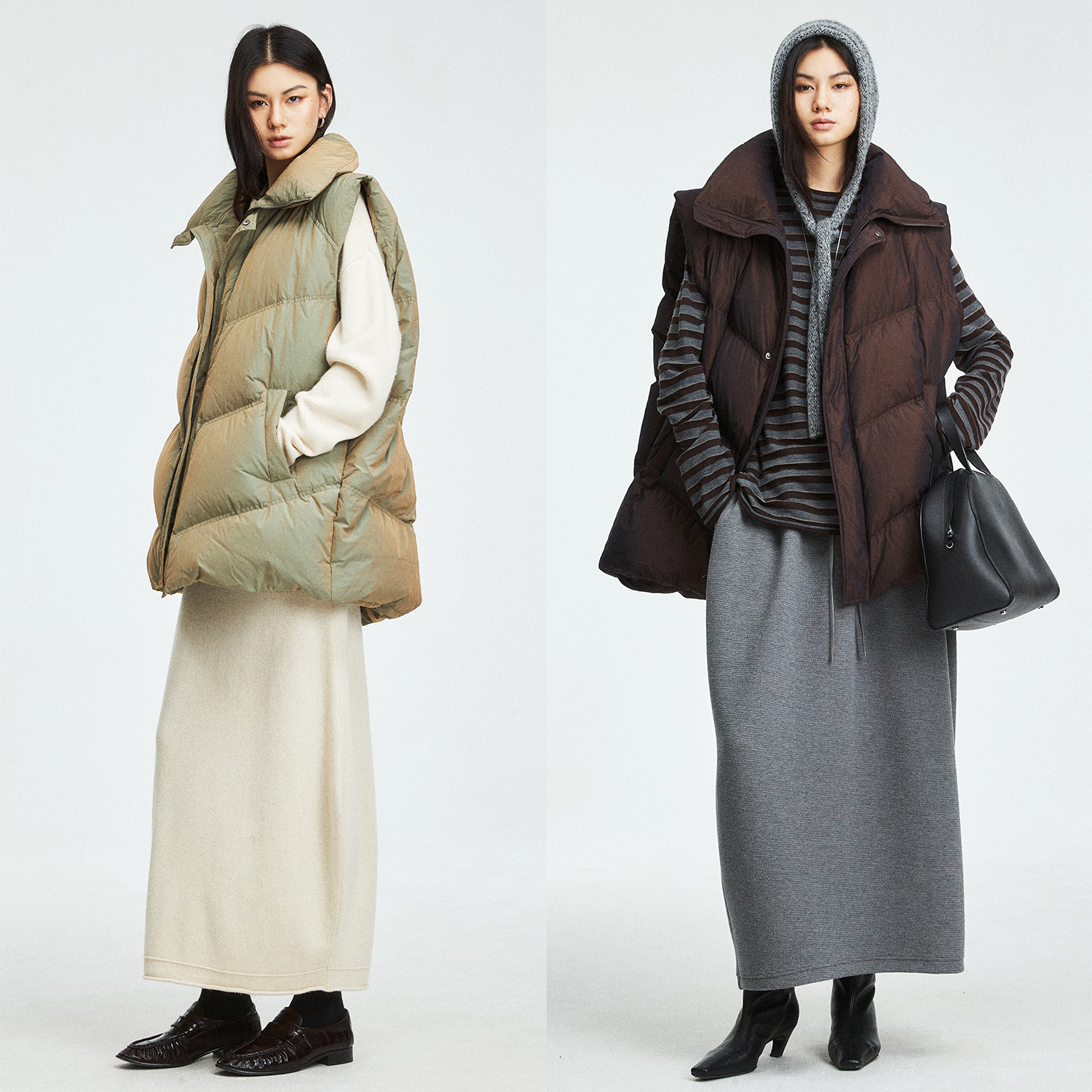 立领可拆卸袖两穿马甲羽绒服