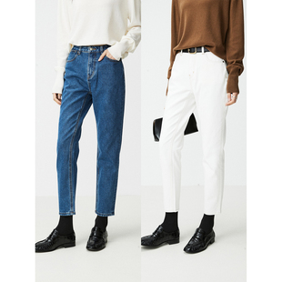 早秋百搭环保水洗撞色线微锥形显瘦小直筒烟管牛仔裤 MRS Studios