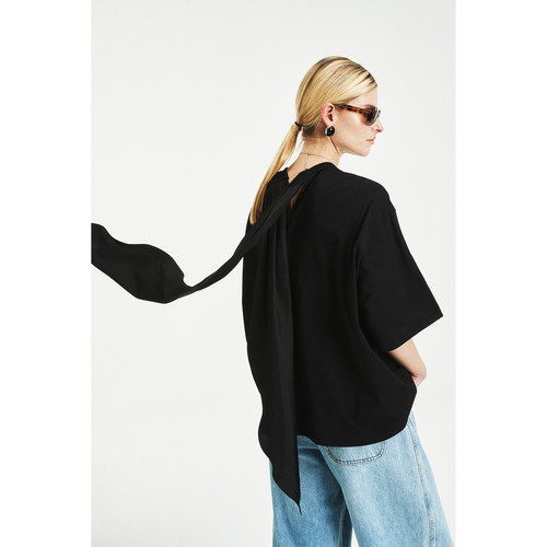 丝巾宽松T恤/配真丝飘带