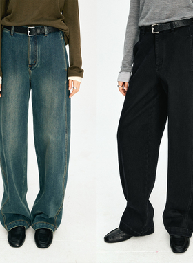 MRS Studios 环保水洗复古侧缝前移抓绒茧型香蕉及地牛仔裤镰刀裤