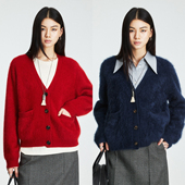 康赛妮皇家A级山羊绒拉毛羊绒丰盈长毛V领针织开衫 MRS Studios