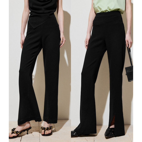 MRS高腰休闲及地开叉西裤