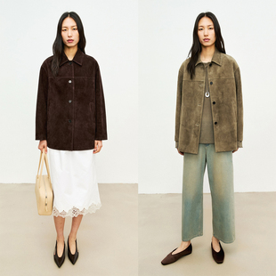 翻领单排扣皮衣外套 沙特进口A级反绒头层羊毛 MRS Studios