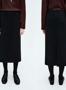 MRS Studios 羊毛罗马布R0W风極简立体挺括 后开叉休闲西装半裙