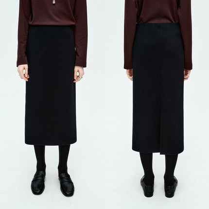 MRS Studios 羊毛罗马布R0W风極简立体挺括 后开叉休闲西装半裙