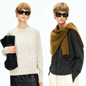 Studios 康赛妮彩点纯羊绒 复古经典 MRS 圆领针织毛衣上衣羊绒衫