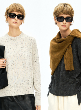 MRS Studios 康赛妮彩点纯羊绒 复古经典圆领针织毛衣上衣羊绒衫