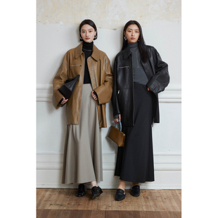 复古腊感时髦廓形中长款 土耳其進口植鞣绵羊皮 皮衣 Studios MRS