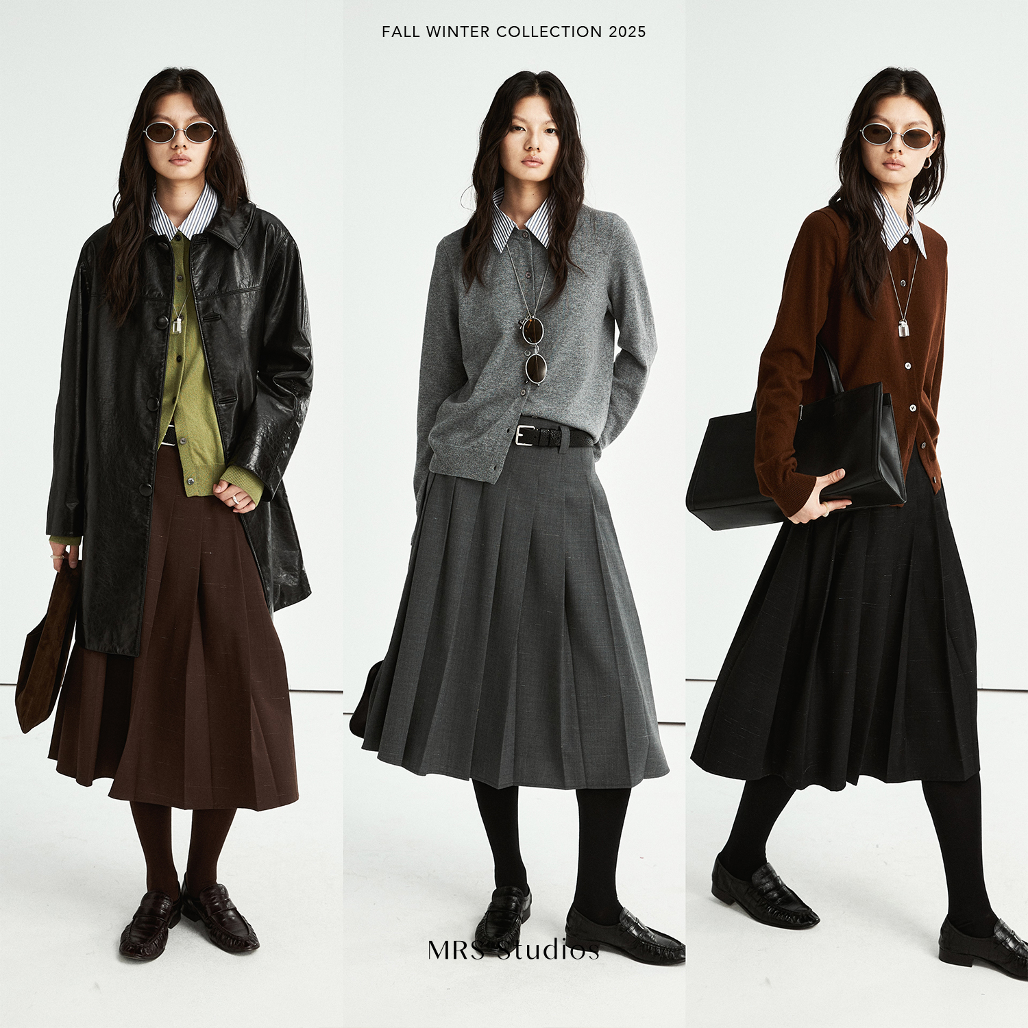 羊毛亚麻混纺立体百褶裙