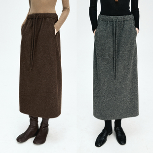 松紧腰抽绳花苞半裙秋冬长裙 羊毛针织复合加厚 MRS Studios