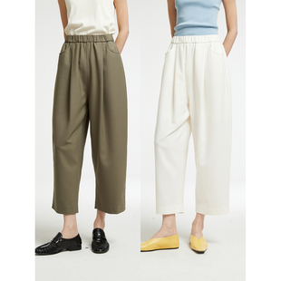 松弛垂坠空气感松紧腰锥形显瘦休闲奶奶裤 精纺羊毛 Studios MRS