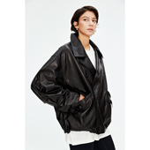 CHAO薄无涂层小羊皮时髦复古LM风双排扣短款 MRS Studios 夹克皮衣