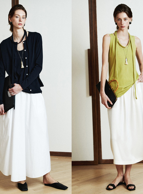 MRS Studios 松弛浪漫 亚麻棉飘带U领背心/开衫