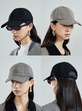 MRS Studios miu/ce风意大利进口千鸟格/威尔士亲王格/黑色棒球帽