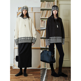 MRS 费尔岛毛衣系列重磅加厚全羊毛宽松提花针织毛衣帽子 Studios