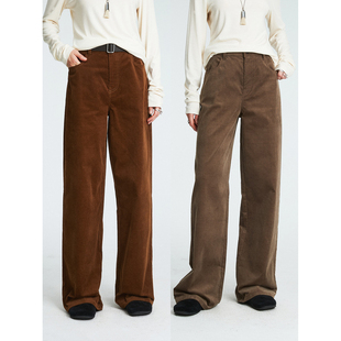 复古时髦百搭Vtg立体细条纹灯芯绒直筒休闲长裤 MRS Studios