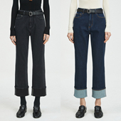 脚口翻卷边直筒显瘦牛仔裤 复古时髦街拍INS博主挚爱 Studios MRS