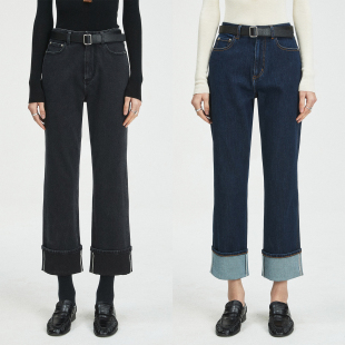 脚口翻卷边直筒显瘦牛仔裤 复古时髦街拍INS博主挚爱 Studios MRS