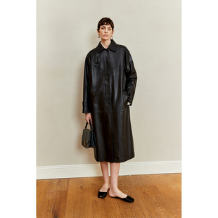 MRS 皮衣真皮风衣 Studios進口VTG蜡感羊皮極简一粒扣暗门襟长短款