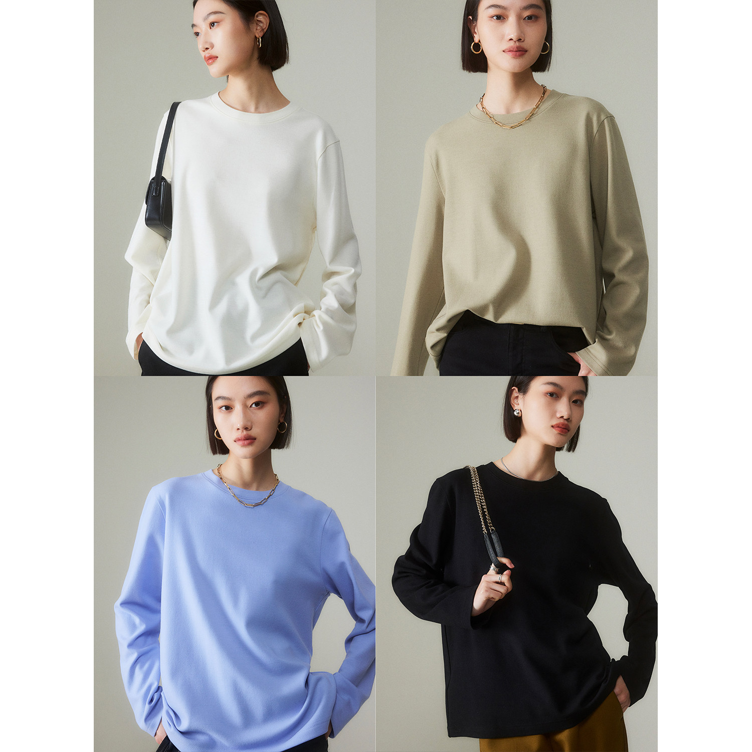 MRS圆领针织长袖打底衫羊毛衫