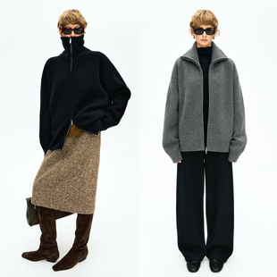 翻领大开衫 MRS 全羊毛羊拉链立领 时髦中性无性别风格 Studios