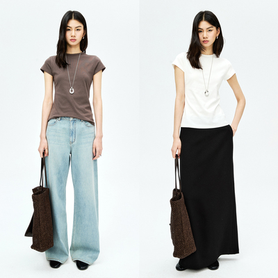 MRS Studios 经典合身修身 肯豆风 桑蚕丝棉短袖棉质T恤