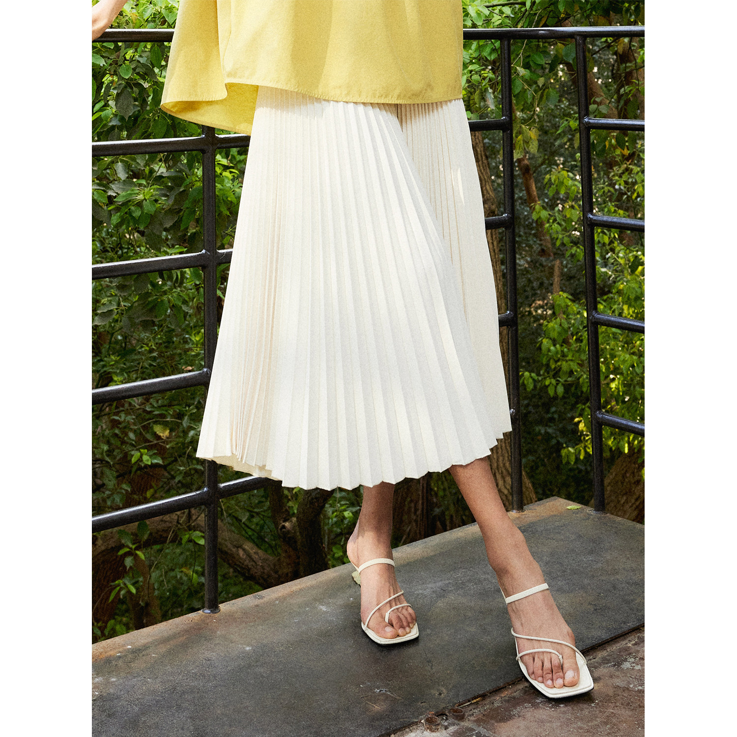 MRS立体褶皱A字百褶半身裙