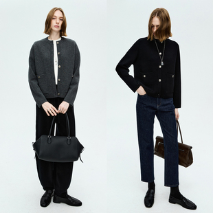 复古金属扣羊毛羊绒双层织马鞍肩开衫 气质时髦 外套 Studios MRS