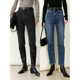 显腿长锥形小直筒薄绒牛仔裤 复古时髦显瘦剪裁修身 女 Studios MRS