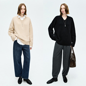 Studios 经典 羊绒羊毛 MRS 高克重粗针 松弛复古V领廓形大毛衣