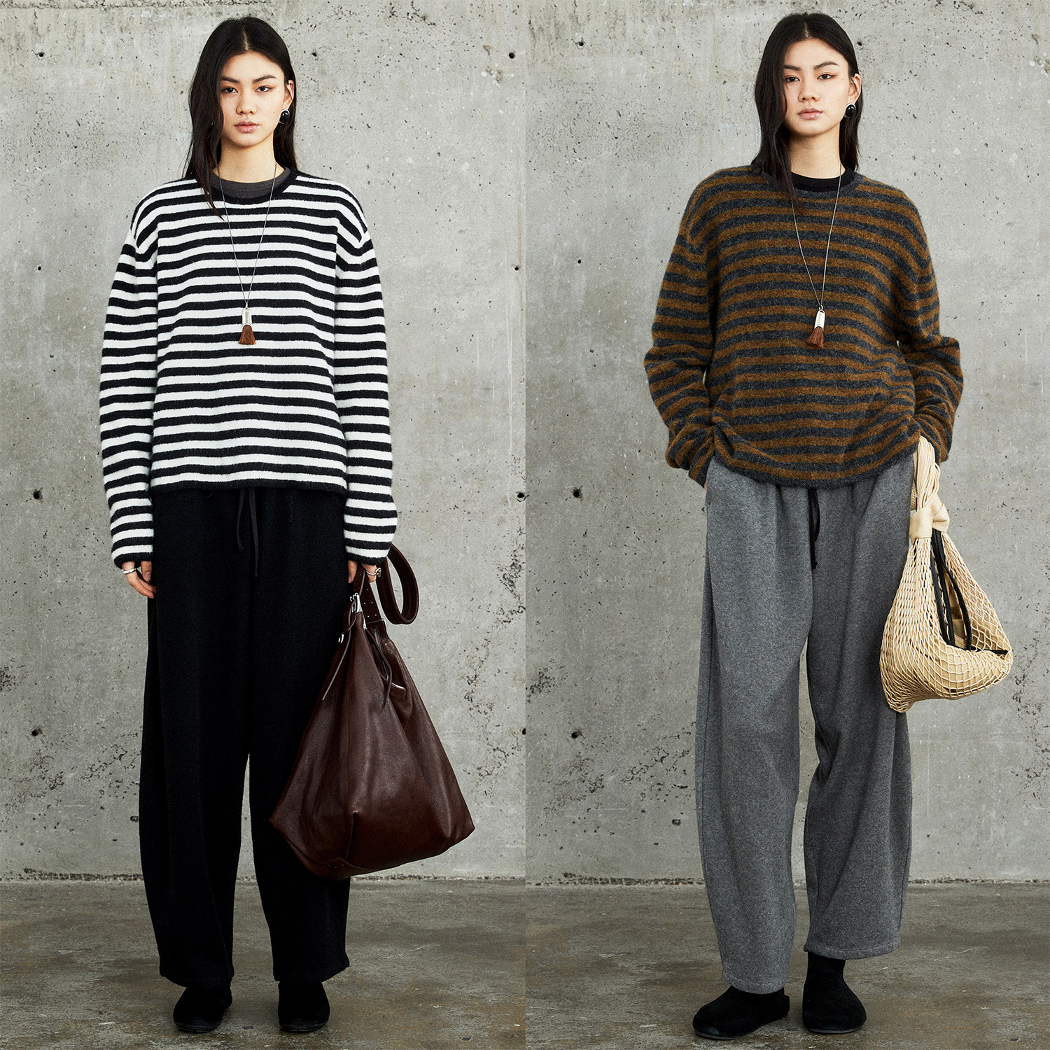 婴幼羊驼毛经典黑白条纹针织毛衣