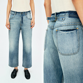 时髦中腰复古小直筒巴黎扣buckle九分牛仔裤 早春B入 Studios MRS