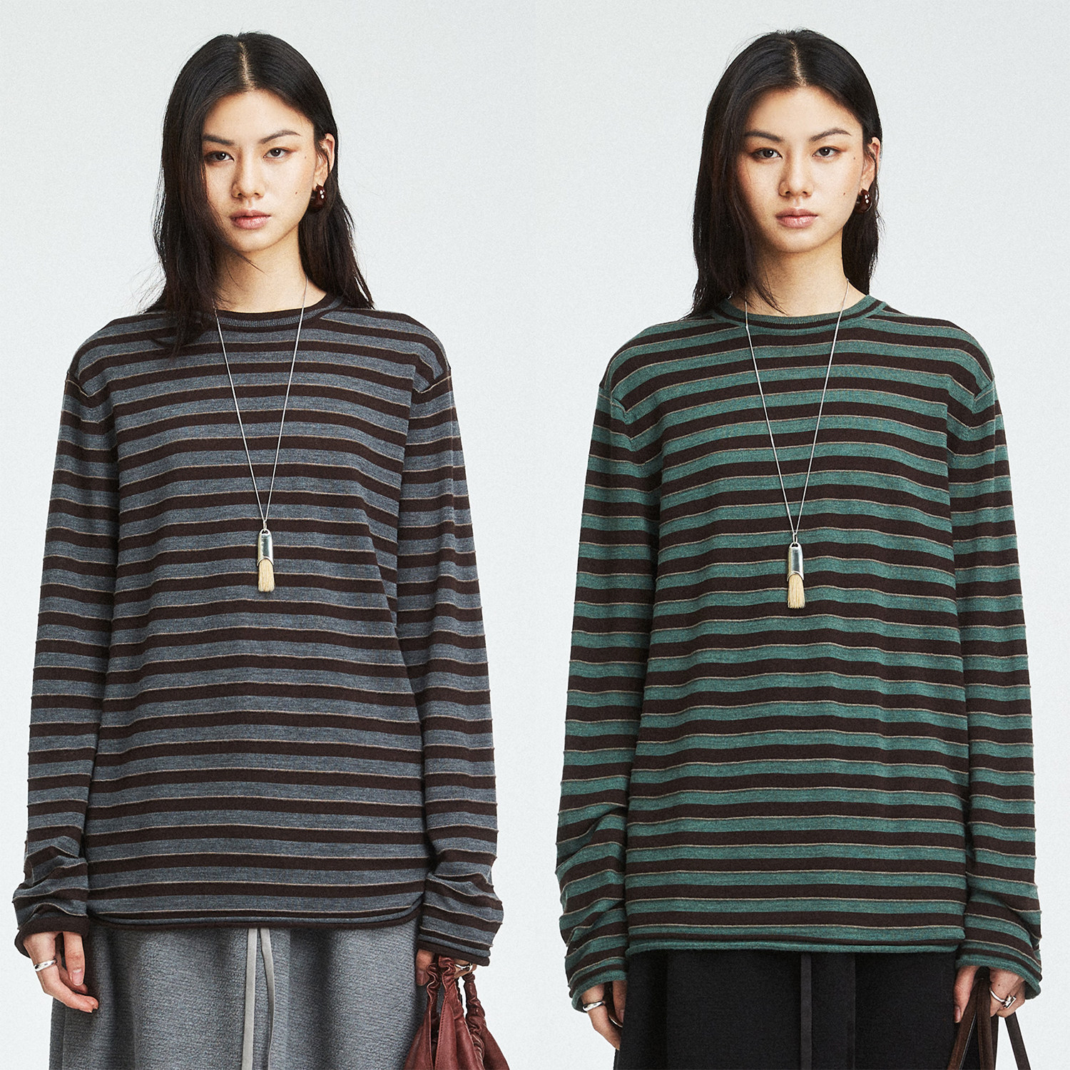 MRS Studios 肯豆风極柔精纺羊毛细腻撞色立体经典条纹打针织底衫