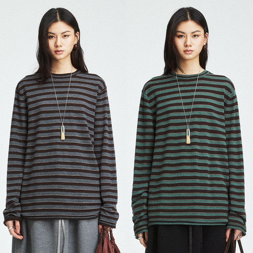 MRS Studios 肯豆风極柔精纺羊毛细腻撞色立体经典条纹打针织底衫