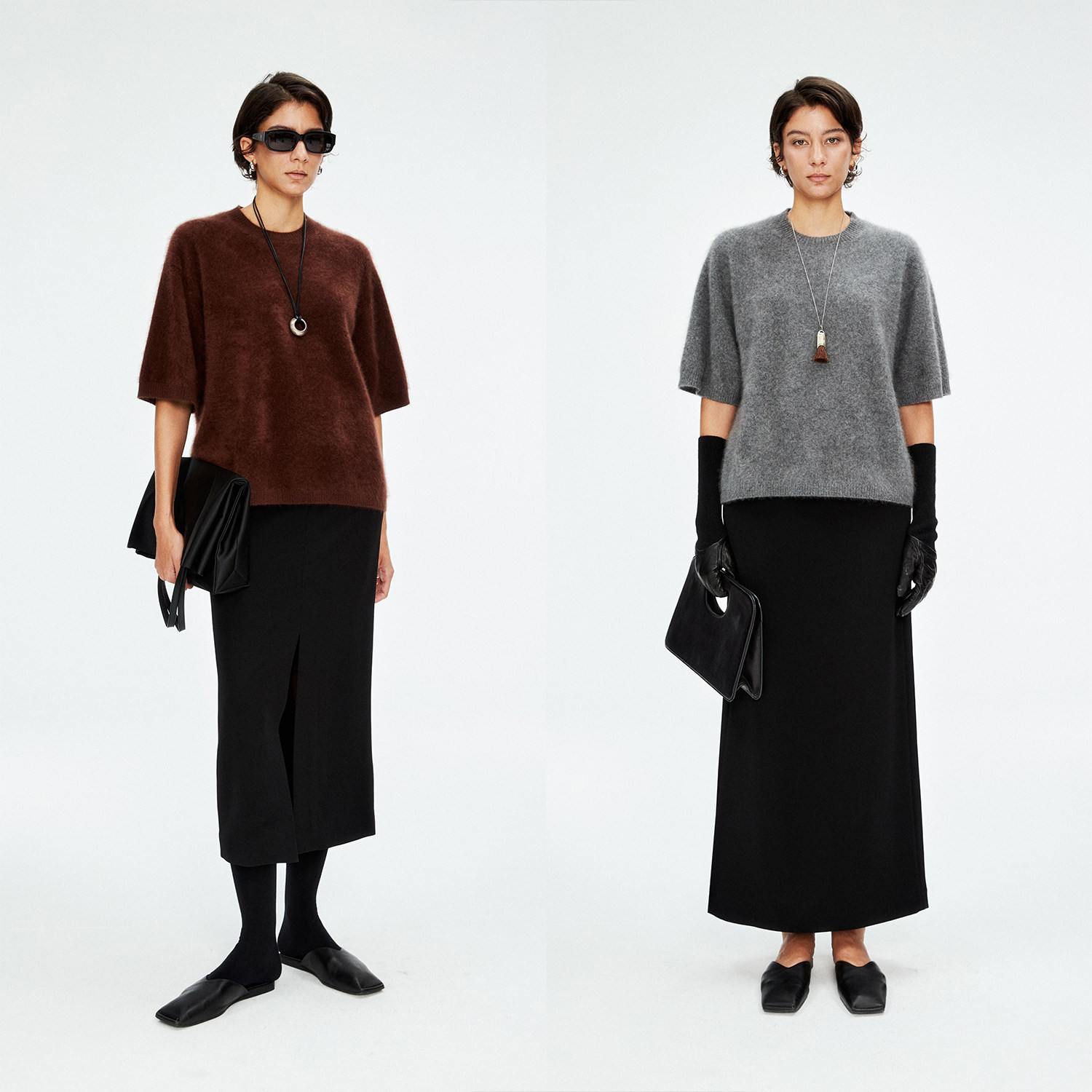 康赛妮A级山羊绒拉毛中袖毛衣