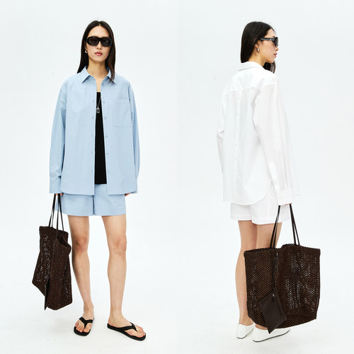 MRS Studios 进口匹马棉 盐缩工艺 背后纽扣设计口袋衬衫套装