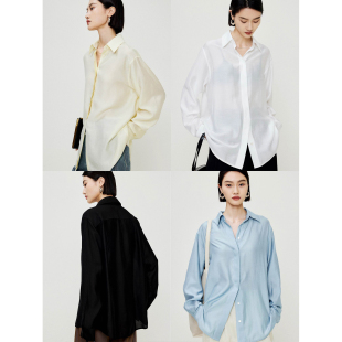 fit醋酸轻盈微透宽松显瘦空气防晒衬衫 夏日clean 黑 Studios MRS