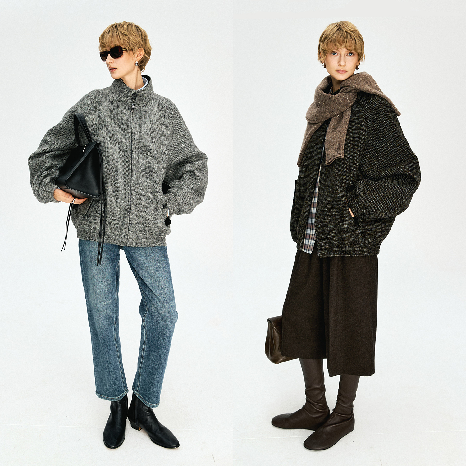 MRS Studios 英国进口HARRIS羊毛竖领棒球夹克外套