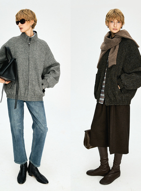 MRS Studios 英国进口HARRIS羊毛竖领棒球夹克外套